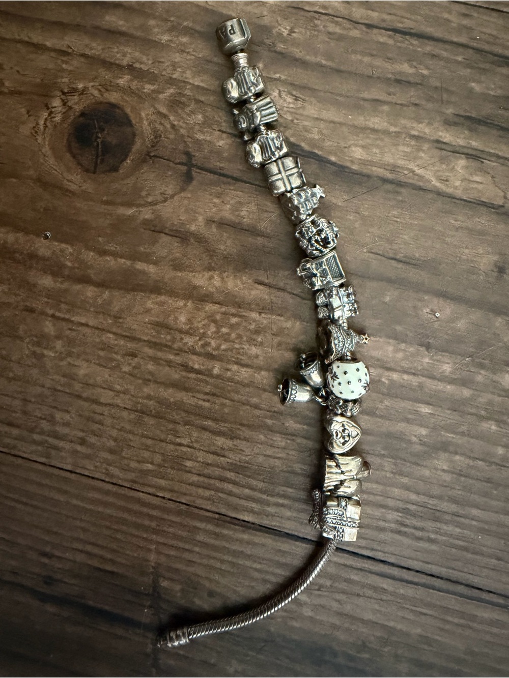 Pandora Silver Charm Bracelet with Mixed Silver Charms